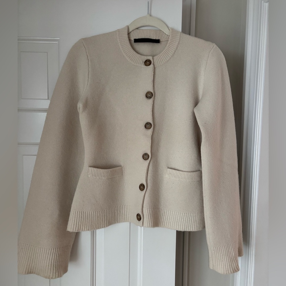 Jenni Kayne Cream Button-Up Knit Cardigan
